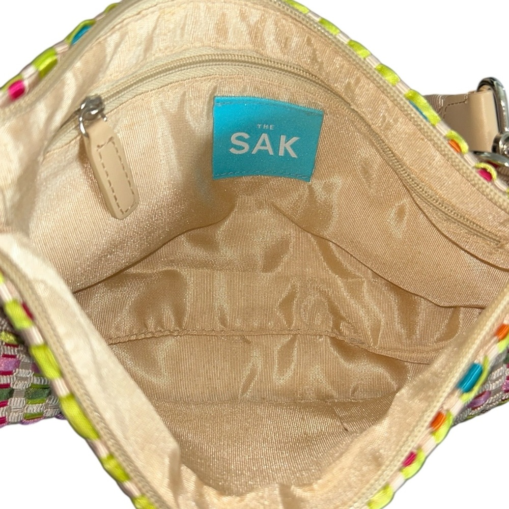 THE SAK Pastel Spring Bouquet Ribbon Basket Weave Clutch Purse Shoulder Strap - Picture 7 of 8